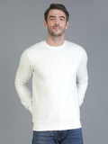 Colvyn Harris Cotton Fleece Crew Neck White Sweatshirt for Men