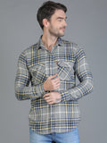 Colvyn Harris Slim Fit Grey Check Shirt for Men with Pocket