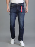 Colvyn Harris Regular Fit Mid Rise Cotton Flat Knit Bata Wash Dark Jeans for Men