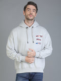 Colvyn Harris Printed Cotton Fleece Hoodie Cement Grey Sweatshirt for Men