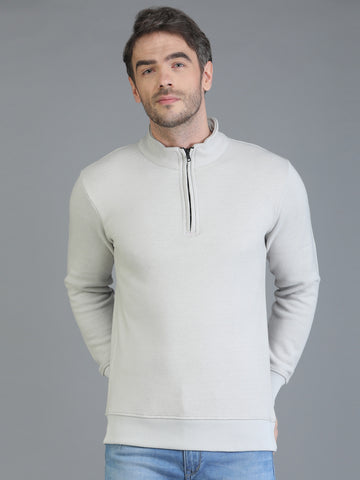Colvyn Harris Half Zip Heavy Mattie Cotton Cement Sweatshirt for Men