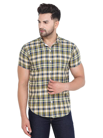 COLVYNHARRIS JEANS Men Yellow Reversible Chekered Casual Shirt
