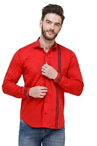 COLVYNHARRIS JEANS Men casualwear Full Sleeve Shirt Collar Luxury Red Shirt