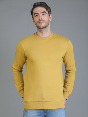 Colvyn Harris Cotton Fleece Crew Neck English Mustard Sweatshirt for Men