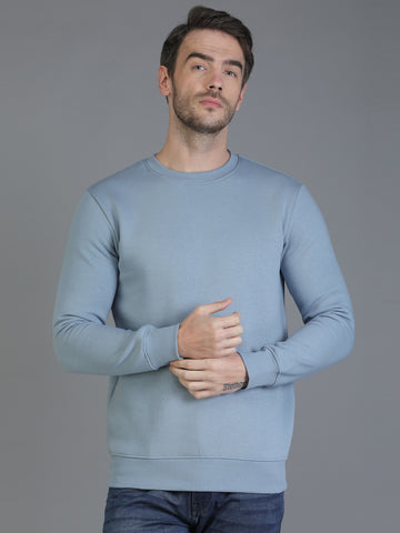 Colvyn Harris Cotton Fleece Crew Neck Dust Blue Sweatshirt for Men