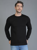Colvyn Harris Cotton Fleece Crew Neck Black Sweatshirt for Men