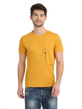 Men's Yellow Self Design Knitted T-Shirt
