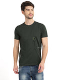 Men's Green Self Design Knitted T-Shirt