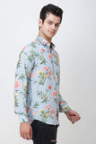 COLVYNHARRIS JEANS Men casualwear Full Sleeve Slim Fit Shirt Collar Floral Print Light Blue Luxury Shirt
