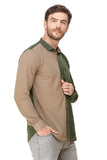 COLVYNHARRIS JEANS Men Casualwear Full Sleeve Slim Fit Shirt Collar Contrast Print Peanut Olive Luxury Shirt