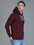 Colvyn Harris Cotton Fleece Hoodie Dark Maroon & Black Sweatshirt for Men