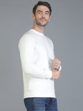 Colvyn Harris Cotton Fleece Crew Neck White Sweatshirt for Men