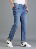 Colvyn Harris Regular Fit Mid Rise Cotton Flat Knit Bata Wash Jeans for Men