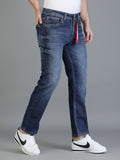 Colvyn Harris Regular Fit Mid Rise Cotton Flat Knit Bata Wash Dark Jeans for Men
