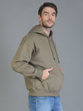 Colvyn Harris Printed Cotton Fleece Hoodie Beige Sweatshirt for Men