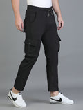 Colvyn Harris Regular Fit Multi-Pockets Black Cargo Pant for Men