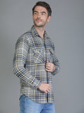 Colvyn Harris Slim Fit Grey Check Shirt for Men with Pocket