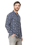 COLVYNHARRIS JEANS Men Casualwear Full Sleeve Slim Fit Shirt Collar Floral Print Blue Luxury Shirt