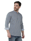 COLVYNHARRIS JEANS Men Casualwear Full Sleeve Slim Fit Printed Shirt Blue