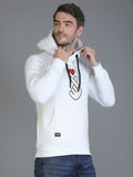 Colvyn Harris Cotton Fleece Hoodie White Sweatshirt for Men