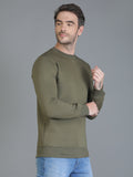 Colvyn Harris Cotton Fleece Crew Neck Olive Sweatshirt for Men