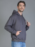 Colvyn Harris Printed Cotton Fleece Hoodie Dark Grey Sweatshirt for Men