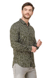 COLVYNHARRIS JEANS Men Casualwear Full Sleeve Slim Fit Shirt Collar Floral Print Forest Green Luxury Shirt