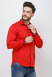 COLVYNHARRIS JEANS Men casualwear Full Sleeve Shirt Collar Luxury Red Shirt