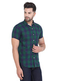 COLVYNHARRIS JEANS Men Dark Green and Navy Reversible Chekered Casual Shirt