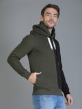 Colvyn Harris Cotton Fleece Hoodie Olive & Black Sweatshirt for Men