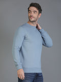 Colvyn Harris Cotton Fleece Crew Neck Dust Blue Sweatshirt for Men