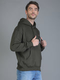 Colvyn Harris Printed Cotton Fleece Hoodie Olive Sweatshirt for Men