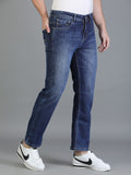 Colvyn Harris Regular Fit Solid Cotton Flat Hard Bata Wash Dark Jeans for Men