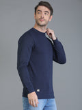 Colvyn Harris Cotton Fleece Crew Neck Navy Blue Sweatshirt for Men