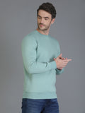 Colvyn Harris Cotton Fleece Crew Neck Sea Green Sweatshirt for Men