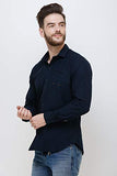 Men's Navy Blue Full Sleeve Slim Fit Casual Shirt