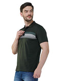 Men's Short Sleeve Slim Fit Collared Green T-Shirt
