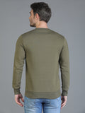 Colvyn Harris Cotton Fleece Crew Neck Olive Sweatshirt for Men