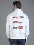 Colvyn Harris Printed Cotton Fleece Hoodie White Sweatshirt for Men