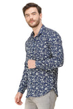 COLVYNHARRIS JEANS Men Casualwear Full Sleeve Slim Fit Shirt Collar Floral Print Blue Luxury Shirt