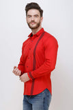 COLVYNHARRIS JEANS Men casualwear Full Sleeve Shirt Collar Luxury Red Shirt