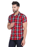 COLVYNHARRIS JEANS Men Black and Red Reversible Chekered Casual Shirt