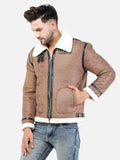 Colvyn Harris Men Regular Fit Full Fur Lining Faux Leather Brown Jacket