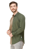 COLVYNHARRIS JEANS Men Casualwear Full Sleeve Slim Fit Shirt Collar Contrast Print Peanut Olive Luxury Shirt