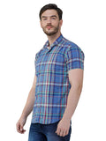 COLVYNHARRIS JEANS Men Casualwear Half Sleeve Slim Fit Blue Printed Shirt
