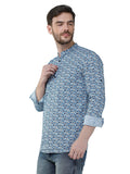 COLVYNHARRIS JEANS Men Casualwear Full Sleeve Slim Fit Printed Shirt Sky Blue