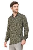 COLVYNHARRIS JEANS Men Casualwear Full Sleeve Slim Fit Shirt Collar Floral Print Forest Green Luxury Shirt