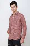 COLVYNHARRIS JEANS Men casualwear Full Sleeve Slim Fit Shirt Collar Floral Print Onion Pink Luxury Shirt