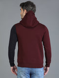 Colvyn Harris Cotton Fleece Hoodie Dark Maroon & Black Sweatshirt for Men