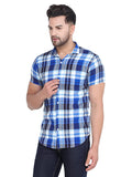 COLVYNHARRIS JEANS Men Blue and White Reversible Chekered Casual Shirt